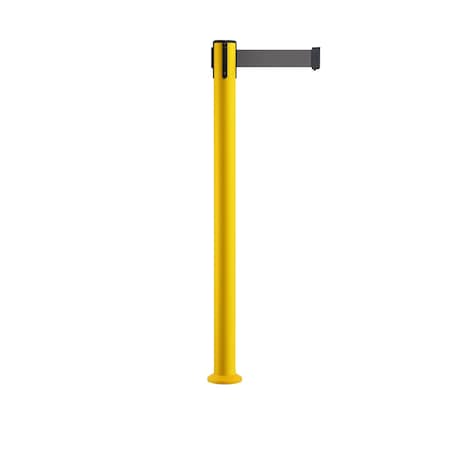 Stanchion Belt Barrier Fixed Base Yellow Post 9ft.Dark Gray Belt